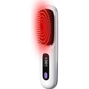 Generico Spazzola Termica Per Capelli - Spazzola Capelli Riscaldante Portatile Senza Fili, Styling 2 In 1 Lisciante/Ricci Con Display LED, Ricaricabile Mini 3 Livelli Temperatura