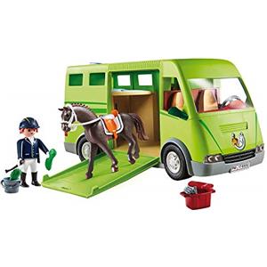 PLAYMOBIL Country 6928 - Furgone per il Trasporto dei Cavalli con Cavallo Holsteiner e Cavaliere in Divisa, dai 5 Anni