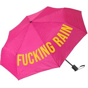 FISURA - Ombrello pieghevole originale "f*cking rain". Mini ombrello rosa e giallo. Ombrello piccolo da donna. Ombrello pieghevole automatico. Ombrello da viaggio.