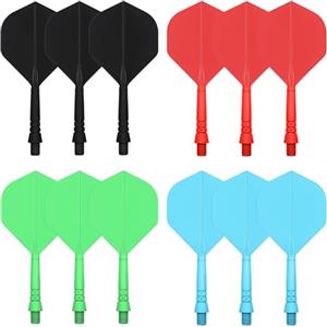 CyeeLife Dart Shaft Integrato e Alette a Forma di Ala Grande,Set di 12 (Nero,Rosso,Blu,Verde)
