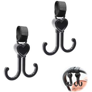 MagiSel Gancio per passeggino, 2 Pezzi Ganci Passeggino Universali, Girevole a 360° Gancio per Passeggino, con Regolabile in Velcro, per borsa fasciatoio, borse, borse sospese, zaini, portafogli