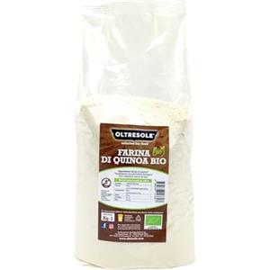 Oltresole, Farina Biologica di Quinoa Bianca 1 Kg, Farina di Quinoa Pura, Senza Glutine, No OGM, Ideale per Celiaci, Vegan, Fonte di Proteine e Fibre, Perfetta per Pane, Dolci e Pasta