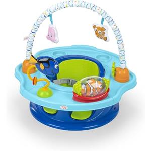Bright Starts, Sedile SuperSeat Disney Baby Alla Ricerca di Nemo, 3-in-1 Sedia Divertente per Sedersi, Giocare e Mangiare, con Vassoio Girevole e Giochi Interattivi, Blu, 4 Mesi-4 Anni