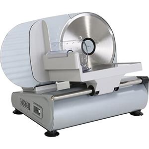 RGV Affettatrice Ausonia SILVER - Affettatrice Elettrica Professionale 100W in Acciaio e Alluminio Fuso, Lama Ø190mm, Spessore Regolabile 0-14mm, Sistema Antivibrazione e Lama Smontabile