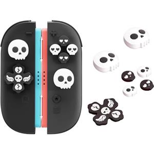 Jemdo Copri levette e tasti compatibile con Switch 2 (2025) - cappucci joystick in silicone rosso/nero con design floreale e coperture per tasti, regali per controller per ragazze e bambini