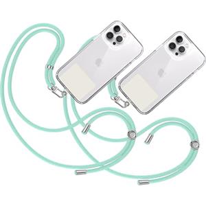 TBOC 2X Cordino Catenella Laccio Strap Porta Cover [Verde Acqua] con Toppa Plastica [Bianco Ice] per Telefono Cellulare Collo - Tracolla Catenina con Cordini da Cellulari Accessori Universale Laccetti