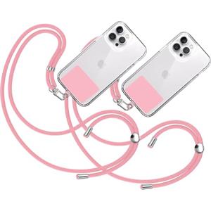 TBOC 2X Cordino Catenella Laccio Strap Porta Cover [Rosa] con Toppa di Fissaggio [Rosa] per Telefono Cellulare da Collo - Tracolla Catenina con Cordini Accessori Telefoni Universale Laccetti