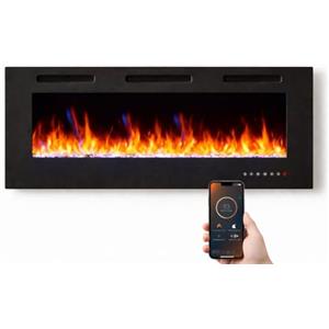 WEKA FIREPLACE Camino Elettrico da Parete Weka Fireplace Wi-Fi, Ultrasottile, Profondo 7,5 cm, Vetro Temperato, Telecomando e Touch Screen, Riscaldatore da 750/1500 W, Effetto Fiamma Regolabile (107 cm WiFi New)