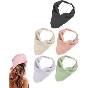 JJiaoLinin Bandane, Confezione da 5 Bandane Triangolari da Donna, Fasce per Capelli in Chiffon, Fasce Elastiche Boho Bandanas, per Capelli per Donne e Ragazze