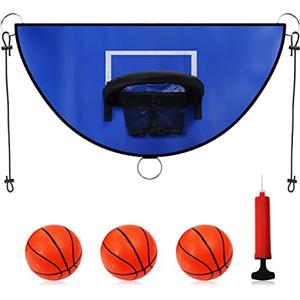 TOYMIS Canestro da Basket per Trampolino, Bordo Staccabile per Schiacciate Attacco per Basket su Trampolino con Palloni da Basket Accessorio per Trampolino per Bambini Adulti Uso Interno ed Esterno