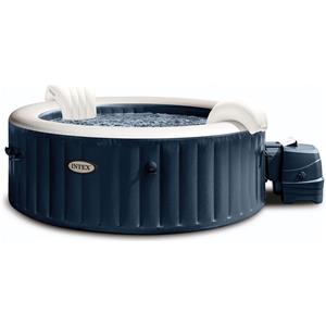 INTEX - PureSpa Bubble Glow Deluxe Idromassaggio Gonfiabile Rotonda da 4 posti Blu navy - altezza 71 cm diametro 196 cm