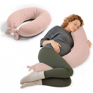 Jane Jané Cuscino per Allattamento XXL e Gravidanza, Cuscino per Dormire e Riposo, Fodera 100% Cotone Mussola, Rosa