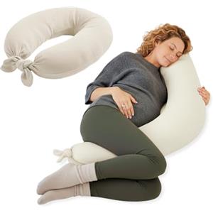 Jane Jané Cuscino per Allattamento XXL e Gravidanza, Cuscino per Dormire e Riposo, Fodera 100% Cotone Mussola, Beige