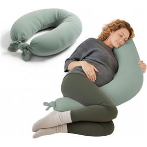 Jane Jané Cuscino per Allattamento XXL e Gravidanza, Cuscino per Dormire e Riposo, Fodera 100% Cotone Mussola, Verde