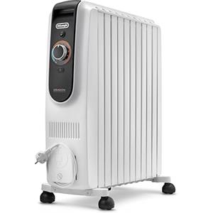 De'Longhi Dragon EasyTronic - Radiatore ad Olio per stanze fino a 75 m³, Stufa Elettrica con Termostato di Sicurezza, 10 Elementi, 12 Livelli di Riscaldamento, Portatile, 2500W, Bianco (TRD51025)