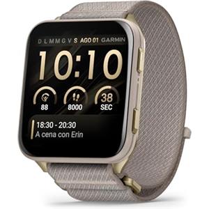 Garmin Venu X1, GPS Smartwatch, Ampio Display AMOLED 2", Torcia LED, Cassa Ultra Sottile da 8 mm, 100 App Sportive Precaricate, Autonomia fino a 8 giorni, Cinturino in Nylon ComfortFit, French Grey