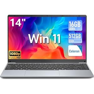 FUNYET 2026 PC Portatile 14.1 Pollici Celeron N5095 Upto 2,9 GHz Laptop Win 11 Pro 16 GB RAM+512GB SSD 1TB Estensioni TF Card Notebook丨5G WIFI丨IPS FHD 1920×1080丨USB 3.0丨BT 5.0丨Mini-HD丨180° Pieghevole