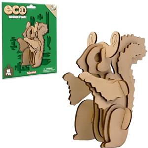 Deluxebase - Puzzle in legno 3D ecologico, scoiattolo di Deluxebase. Kit fai da te a tema animale, giocattolo per animali selvatici in legno sostenibile. Kit di costruzione perfetto per giocattoli