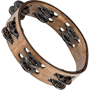 Meinl Percussion CTA2WB, Tamburello in legno, con sonagli in acciaio INOX, su 2 file, Diametro 20.3 cm, 8'', marrone noce