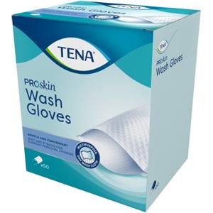 TENA Wash Glove - Guanti Monouso per Igiene, Morbidi e Spessi, 50 Pezzi