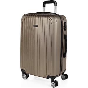 ITACA - Valigia Da Stiva Rigida Valigia Espandibile - Trolley Grande Con Ruote, Valigia 23kg Per Viaggi, Trolley Da Stiva Resistente. Lucchetto a Combinazione, Champagne