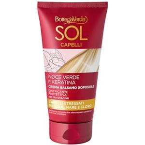Bottega Verde - Sol Capelli, Crema Balsamo Doposole con Olio di Noce Verde e Keratina, 150 ml, Districante Protettiva, con filtri UVA/UVB, per Capelli Stressati da Sole, Mare e Cloro