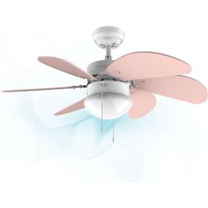 Cecotec Ventilatore da Soffitto con Luce EnergySilence 3600 Vision Nude. 50 W, Diametro 91 x 37 cm, Lampada, 3 Velocità, 6 Lame Reversibili, Funzione Estate/Inverno, Interruttore a Catena, Bianco/Nudo