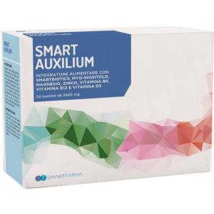 SMART AUXILIUM - Integratore alimentare in 20 bustine con SMARTBIOTICS, myo-inositolo, magnesio, zinco, vitamine B6, B12 e D3