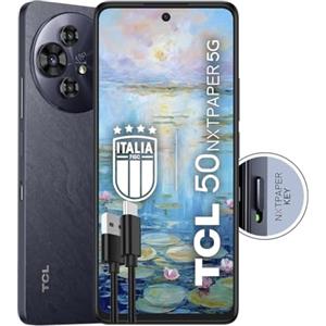 TCL 50 NXTPAPER 5G - Smartphone 5G Display 6.8 120Hz Nxtpaper 3.0, 256GB, 16GB RAM (8GB+8GB virtual RAM), Tripla Camera 108Mpx, Android 14, Batt. 5010 mAh, Black, cavo USB Type-c aggiuntivo