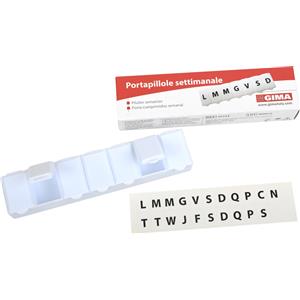 GIMA Portapillole Settimanale - 7 Scomparti con Etichette Multilingue