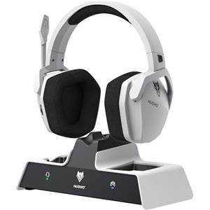 NUBWO G06 Pro Cuffie Gaming Wireless con Stazione di Ricarica per Cuffie e Controller PS5, Bassa Latenza da 17ms, Durata Della Batteria 120h, Driver Dinamici da 50mm-Bianco