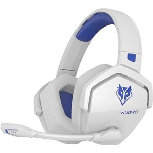 NUBWO G06 Cuffie Gaming Wireless per PC/Ps5/Ps4/NS,2,4GHz+5.3 Bluetooth,Cuffie Wireless con Microfono 7.1 Qualità Audio Senza Perdita di Bassa Latenza,Durata di Oltre 100+ Ore - Bianco/Blue