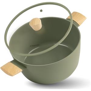 Römertopf Pentola 24 cm con Coperchio in Vetro - Alluminio con Rivestimento Antiaderente in Ceramica Svizzera ILAG - 4 L - Per Induzione, Gas ed Elettrico - Verde