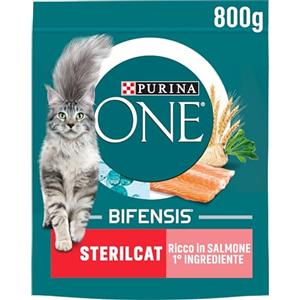 Purina One Bifensis Sterilcat Crocchette Gatti Sterilizzati Salmone e Frumento, 800g (L'imballaggio può variare)