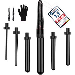 BESTOPE PRO Set Ferro per Capelli, BESTOPE PRO 6 in 1 Cono per Capelli (10-32mm), Riscaldamento Rapido (30s), 2 Temperature per Tutti i Capelli, Spegnimento Automatico 60min