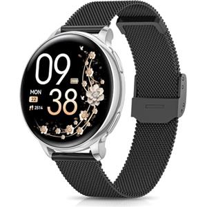 AIMIUVEI Smartwatch Donna, 1,27" HD Orologio Smartwatch con Chiamate, Fisiologia Femminile, 120+ Sport, 24H Cardiofrequenzimetro SpO2, Sonno, Passi, IP68 Smart Watch Fitness Android iOS Nero Argento