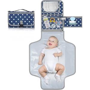 Romon Fasciatoio Portatile Neonato, Riutilizzabile, Fasciatoio da Viaggio Borsa Lavabile, Pieghevole e Rimovibile per Pannolini e Borsa per Pannolini da Viaggio, Neonato Accessori Utili, Blu