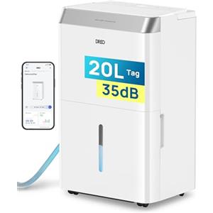 Dreo Deumidificatore Casa Muffa 20L/24h, Alexa & WiFi, Tanica da 3.4L, Deumidificatore silenzioso 38dB, 40㎡, con 3 Modalità d'Uso, Timer e Asciugatura del Bucato, per bagno, camera da letto, cantina