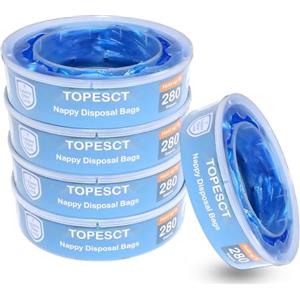 TopEsct 5 Pezzi Ricarica Mangiapannolini è compatibile con Angelcare, Maialino Foppapedretti e LitterLocker II, non adatta per Dress Up, Classic XL, Tecnologia antiodore EVOH (confezione da 5)