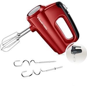 Russell Hobbs Sbattitore Elettrico Rosso - 5 impostazioni di velocità e Funzione turbo - 2 fruste e ganci per impastare lavabili in lavastoviglie, Posizione di parcheggio verticale, Desire 24670-56