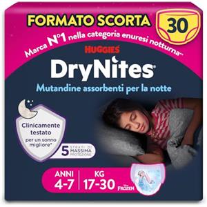 Huggies Drynites Pannolini, Taglia M (17-30 Kg), Mutandine assorbenti bambina, Design Marvel, 30 Pz