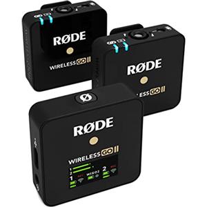 RØDE Microphones Sistema wireless a doppio canale Wireless Go II con microfoni incorporati, nero, Doppio trasmettitore