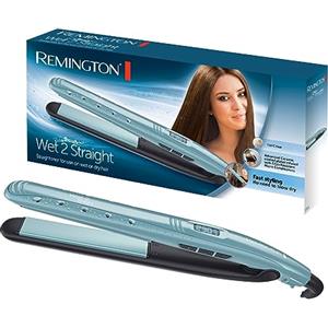 Remington Piastra per Capelli - Uso da bagnato e asciutto - per asciugare e lisciare i capelli, ingredienti microattivi anticrespo, display LCD, 140-230°C, Wet2Straight piastra per capelli S7300