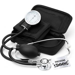 TEMPO DI SALDI Misuratore Pressione da Braccio Analogico Preciso ±3mmHg con Stetoscopio, Sfigmomanometro Manuale Portatile, Macchina Pressione da Braccio con Custodia Inclusa