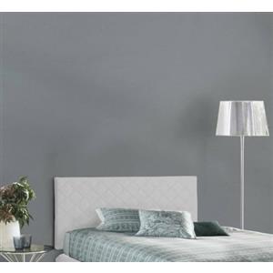 Talamo Italia - Letto piazza e mezza Cleo, Testata in ecopelle a muro, 100% Made in Italy, adatta a letto da una piazza e mezza, Cm 130x60, Bianco
