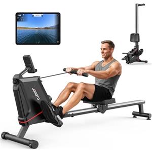 JOROTO Vogatore per Casa, Vogatore Magnetico Silenzioso con Monitor Bluetooth, Carico Massimo 160 KG, Facile da Montare, Stoccaggio Verticale, Salvaspazio