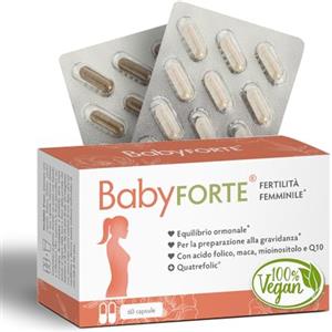 BabyFORTE® Fertilità Femminile - Concepimento Integratori - 60 Capsule - acido folico + Maca + mio-inositolo + Nutrienti - Vegan