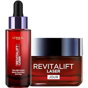 L'Oreal Paris L'Oréal Paris - 30 ml Trattamento antietà per routine Tripla azione - Crema da giorno - Siero correttore - Acido ialuronico, peptidi/Pro-retinolo, vitamina C - Tutti i tipi di pelle - Revitalift Laser