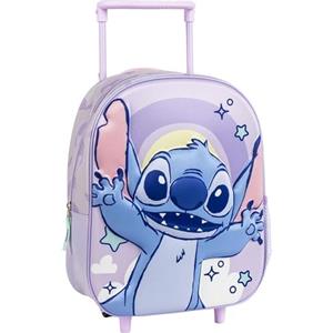 CERDÁ LIFE'S LITTLE MOMENTS Zaino trolley originale Disney Stitch con ruote e manico estensibile | Zaino scolastico Stitch viola con motivo arcobaleno per bambine e bambini