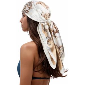 BelleVive Sciarpa quadrata di seta, stampata, fazzoletto per capelli, ideale come foulard o accessorio alla moda per tutte le stagioni, 90 cm, multicolore